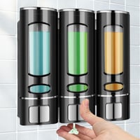 E-Greetshopping Zidni dozator sapuna s 3 komore 400 ml, bez bušenja, za šampon, gel za tuširanje i tekući sapun, nepropusni, crni 9