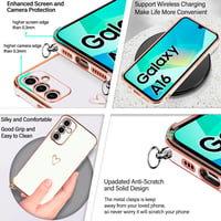 E-Lush kryt na Samsung Galaxy A16 s remienkom, galvanizovaný silikónový ochranný kryt so srdiečkovým vzorom, šnúrkou na krk, ochranou fotoaparátu a nárazuvzdornou úpravou, biely 2