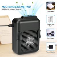 E-More Mini prenosný osobný ventilátor s klipom a šnúrkou na krk, hands-free použitie, 6000 mAh, USB nabíjateľný, na turistiku a kempovanie 3