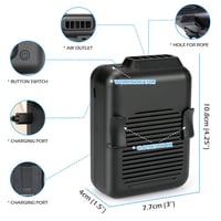 E-More Mini prenosný osobný ventilátor s klipom a šnúrkou na krk, hands-free použitie, 6000 mAh, USB nabíjateľný, na turistiku a kempovanie 2