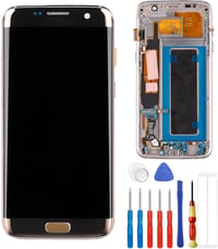 E-YIIVIIL Super Amoled Kijelző Samsung Galaxy S7 Edge G935F Készülékhez - Arany Érintőképernyő Digitalizáló Szerelvény Kerettel és Szerszámo 1