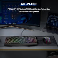 E-Yooso Gaming Billentyűzet és Egér Szett RGB Háttérvilágítással, Csuklótámasszal, 104 Gombos Csendes Membrán, Anti-Ghosting, PC Gamer 2