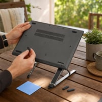 Set za stabilnost laptopa: 3x gumene nožice + sklopivo postolje + termalna podloga 1