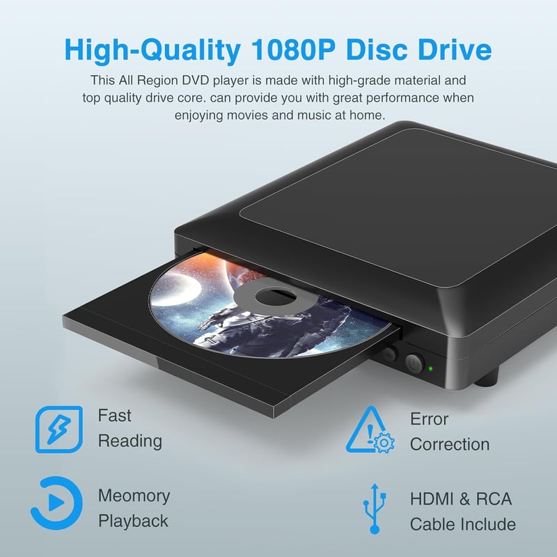 Ceihoit DVD lejátszó HDMI AV kimenettel, USB, 1080P, PAL NTSC, minden régió