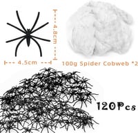 Óriás Halloween pókháló szett 60 műpókkal, 2 csomag - 100g 2