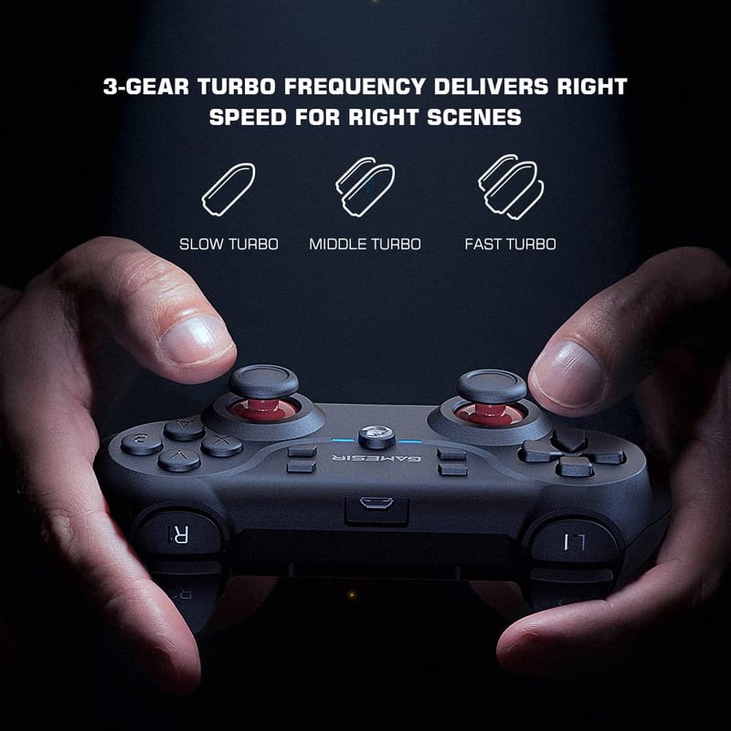 GameSir T3 Vezetékes és Vezeték Nélküli Kontroller Windows 7/10+ és Android TV Box Rendszerekhez, Turbo Funkcióval, Beépített Akkumulátorral