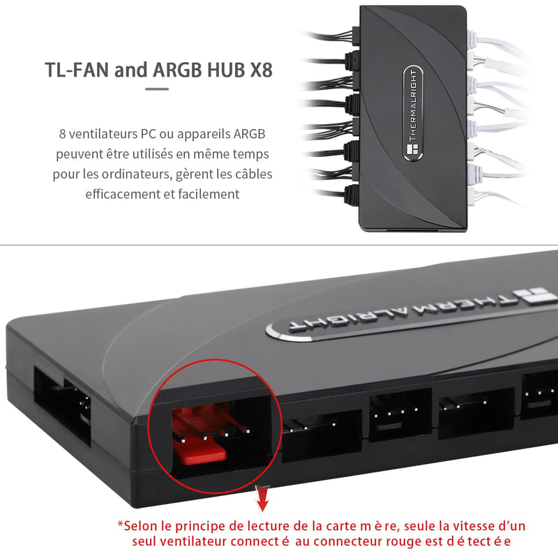 Thermalright 8 portos ARGB/PWM ventilátor vezérlő hub SATA táppal