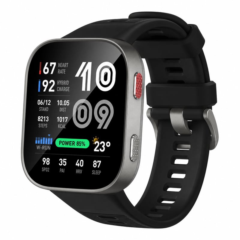 Inteligentné hodinky Amazfit Bip Max 50 mm, 2,07" AMOLED displej, GPS, 4 GB, offline mapy, 150+ športových režimov, 5ATM — bez nabíjacieho kábla (stav: pozri 2. obrázok)