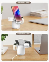 SwanScout 707S 3 az 1-ben Vezeték Nélküli Indukciós Töltőállomás Samsung S25 Ultra/S24/Z Flip 6/Z Fold 6 Telefonokhoz, Galaxy Watch 7/6/5/4  5