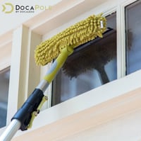 DocaPole 7 méteres teleszkópos tisztítókészlet - Pókhálóeltávolító, mikroszálas poroló és 4 tisztítófej - Rozsdamentes acél nyél 2