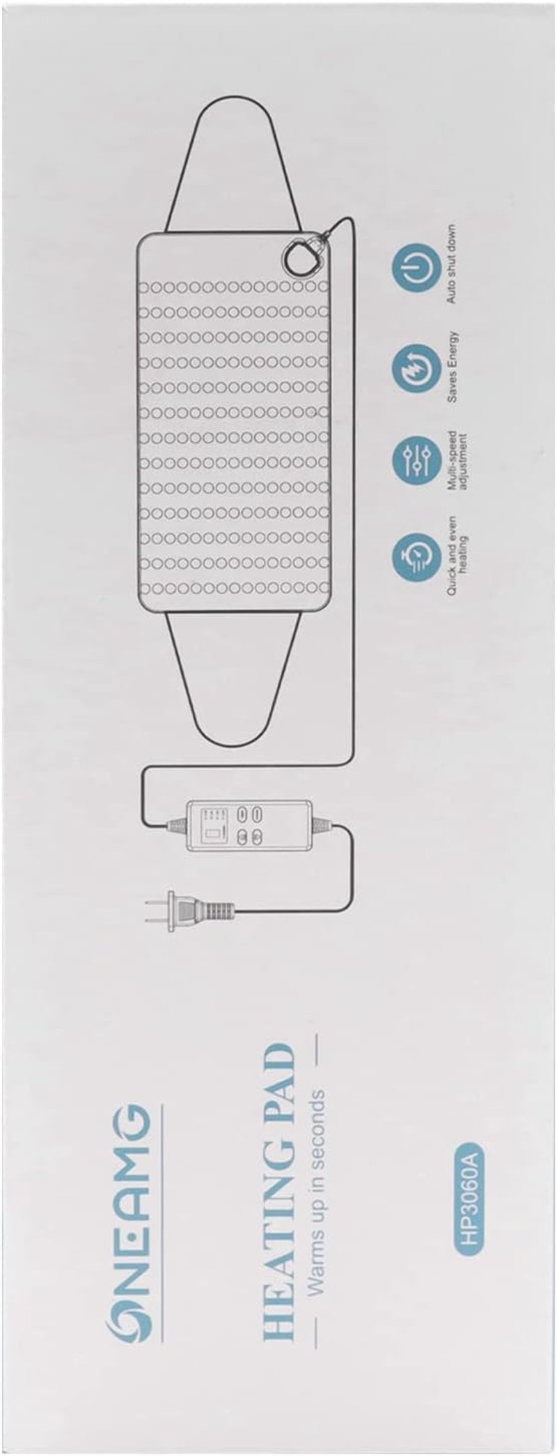 OneAmg XXL elektromos melegítőpárna, 126x30cm, 6 fokozatú, kék, mosható