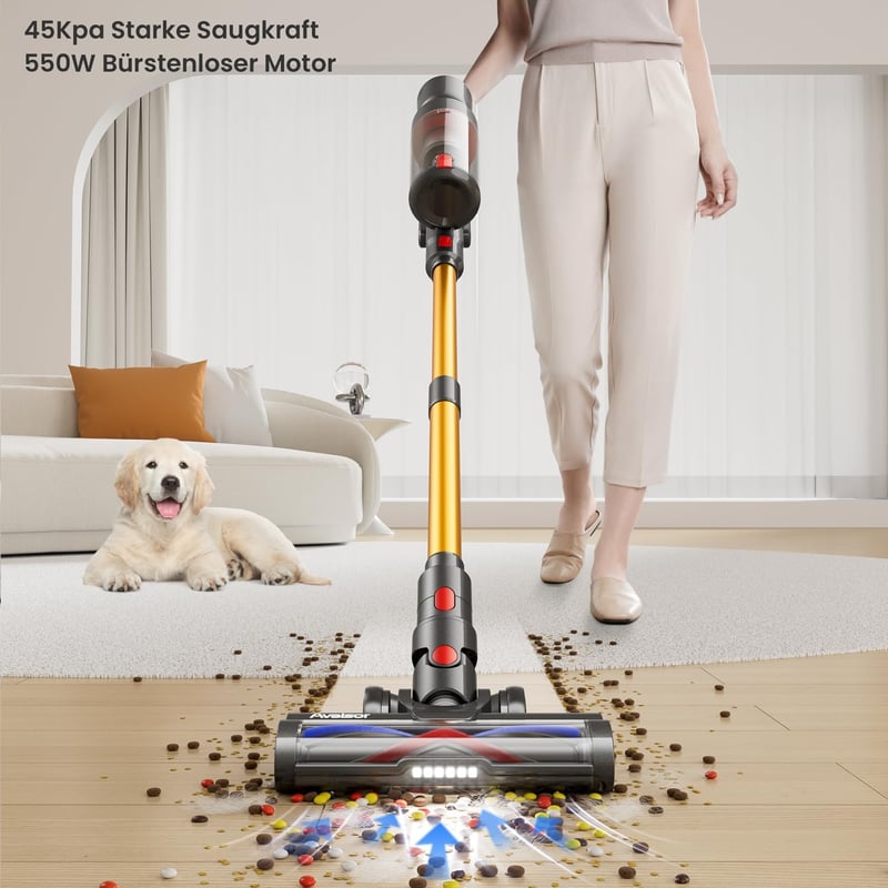 Avalsor Vezeték Nélküli Porszívó 45000Pa/550W - 70 Perces Üzemidő, 1.5L Tartály, LED Érintőkijelző, Szőnyeg/Kemény Padló/Állatszőr Eltávolít