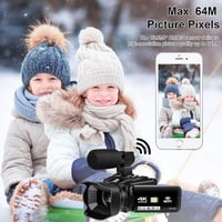 PITIKI 4K 64MP Videókamera WiFi Autofókusszal - 60FPS, 4" Érintőkijelző, 18X Zoom, YouTube Vlogkamera Mikrofonnal, Stabilizátorral és Távirá 3