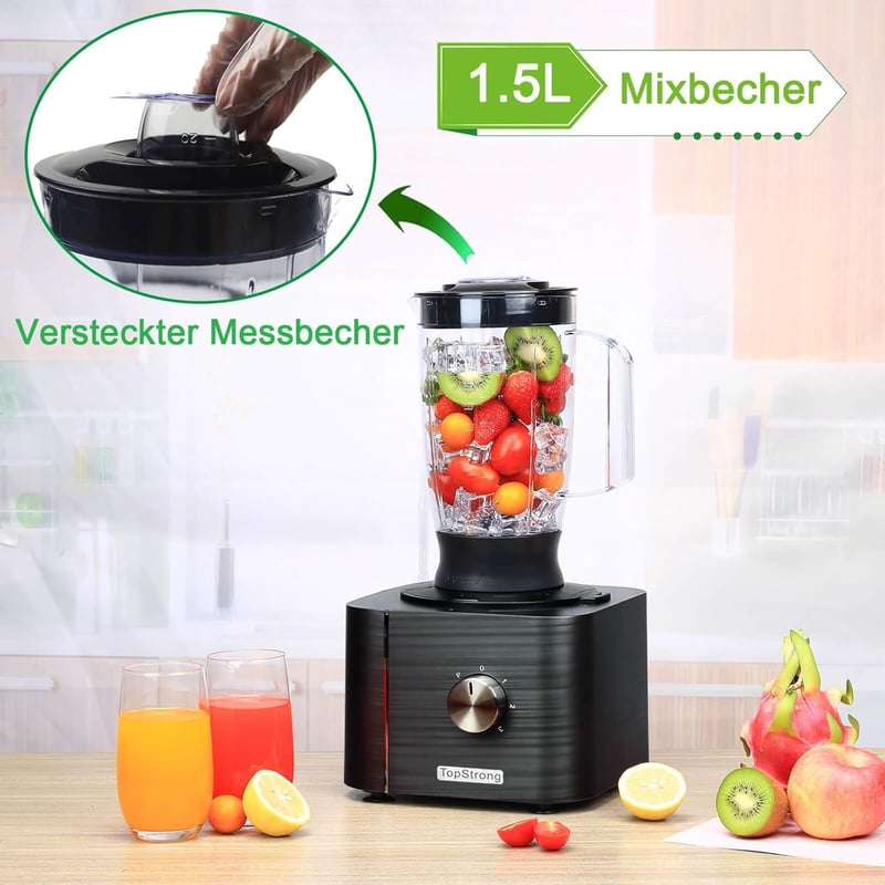 TopStrong 1100W Multifunkciós Konyhai Robotgép - 11 Funkciós Aprító, 3,2L Tál, 1,5L Tartály, Mini Aprító, Továbbfejlesztett Vágókorong, Citr