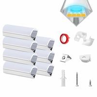 HOMMAND LED Alumínium Profil V-alakú sarokcsatorna, 10 db x 1 m, tejfehér diffúzorral, LED szalag csatornához, hiányos készlet 2
