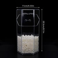 Átlátszó Sminkkefe Tartó Fehér Gyöngyökkel és Pormentes Fedéllel 2
