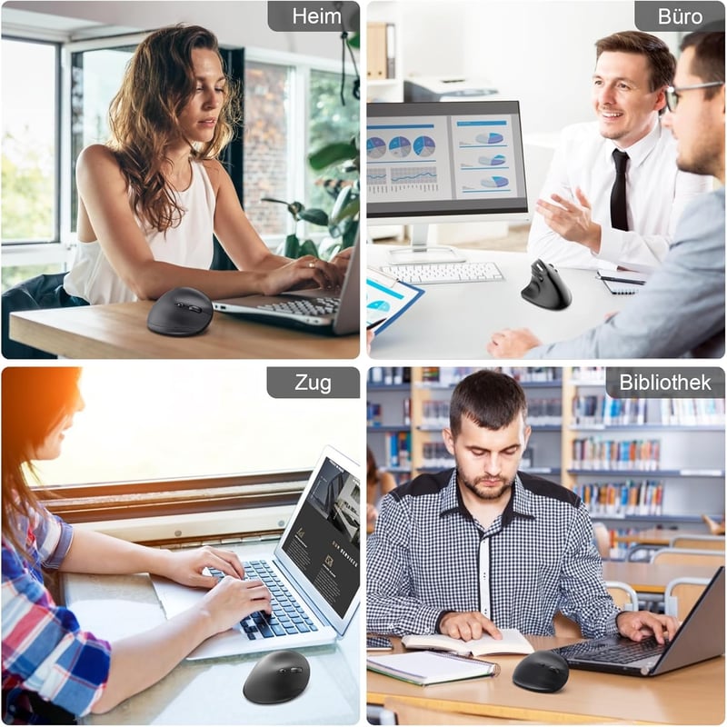 TECKNET Ergonomikus Vezeték Nélküli Egér 2400DPI Vertikális Kialakítással, Újratölthető, 6 Gombos, Fekete - Laptop, PC, MacBook Kompatibilis