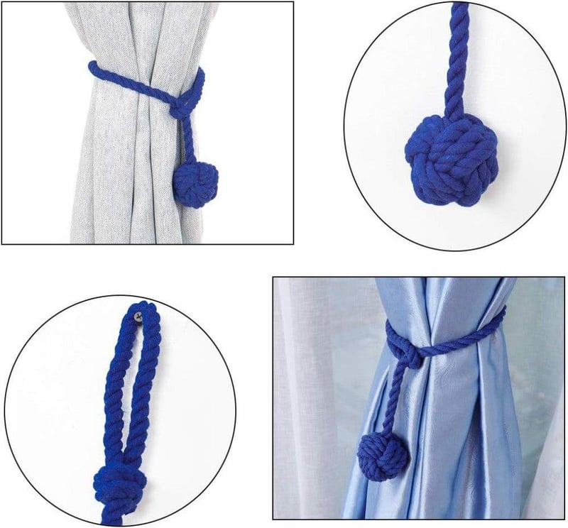 Elegáns kék függönykötő szett - 2 db, 60 cm-es kötél