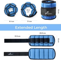 Sportneer Állítható Bokasúly Szett - Boka/Csukló Súlyok Neoprénből, 0,45-1,8 kg Között Állítható, 2 db-os Kék Fitness Edzéssúly 4