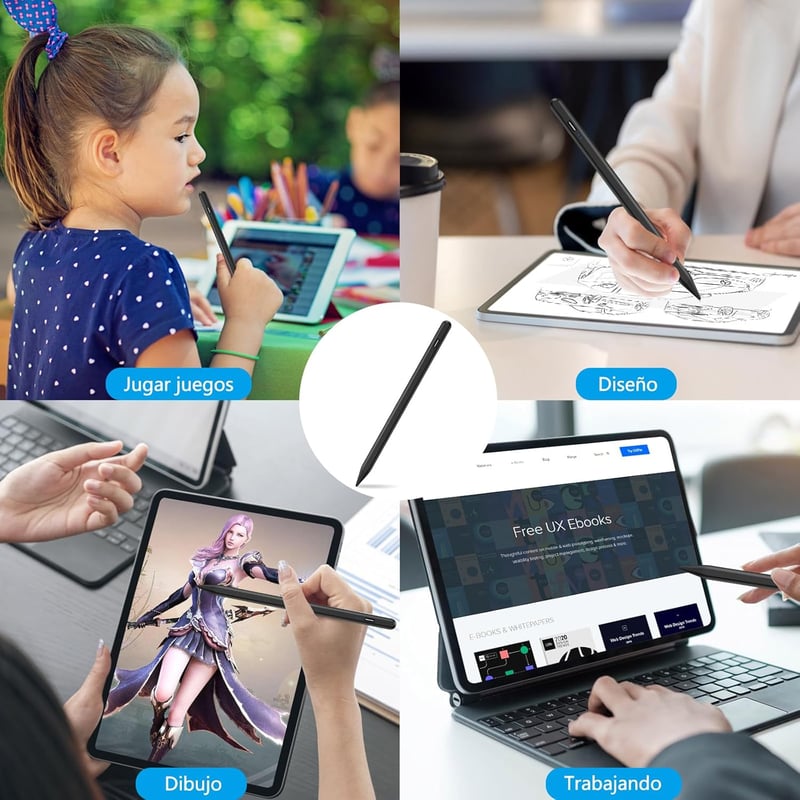 Apple iPad Érintőceruza Dönthető Heggyel, 2 Cserélhető Véggel - Fekete