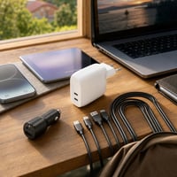Töltés mindenhol csomag: 4 db USB-C kábel + 60 W kétportos töltő + 42 W autós töltő 1