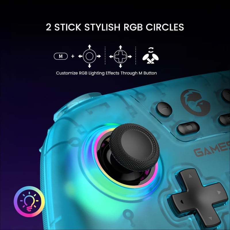 GameSir Nova Vezeték Nélküli Pro Kontroller Switch/Lite/OLED-hez, Hall Effect Joystickkel, RGB LED, Turbo, Programozható, Mozgásérzékelő, Fe
