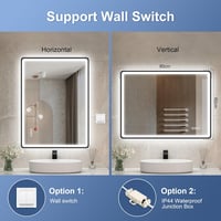 STARLEAD Fürdőszobai Tükör Szabályozható LED Világítással, 3 Színhőmérséklet, Páramentesítő, Bluetooth Hangszóró, Edzett Üveg, 80x60 cm, Fek 8