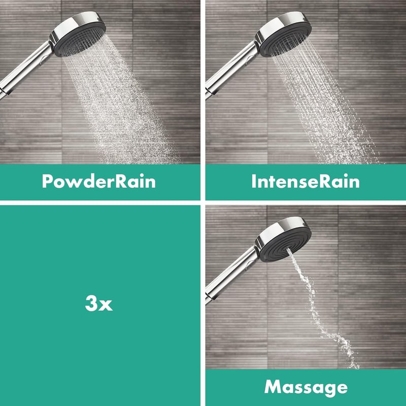 hansgrohe Pulsify Select S Víztakarékos Zuhanyszett 3 Sugártípussal - Króm Kézizuhany Fali Tartóval és Gégecsővel, Állítható Fejjel, Relaxác