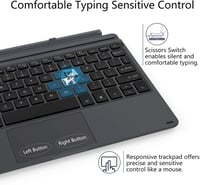 MoKo Bluetooth Billentyűzet Tok Surface Go 4/3/2/2018 Modellekhez, 7 Színű LED Háttérvilágítás, Érintőpaddal, Újratölthető Akkumulátor, Feke 7