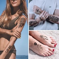 URAQT 30 lapos fekete vízálló ideiglenes tetoválás szett felnőtteknek 7