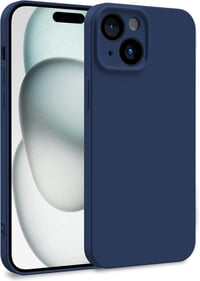 Apple iPhone 15 Kétréteges Szilikontok Kameravédelemmel - MyGadget Sötétkék Védőtok 1