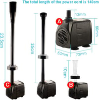 Bseical LED-es Kerti Szivattyú 750L/h - Csendes Vízpumpa Tóhoz, Akváriumhoz, Szökőkúthoz 4 Szórófejjel, Állítható Vízáramlással, 15W 6