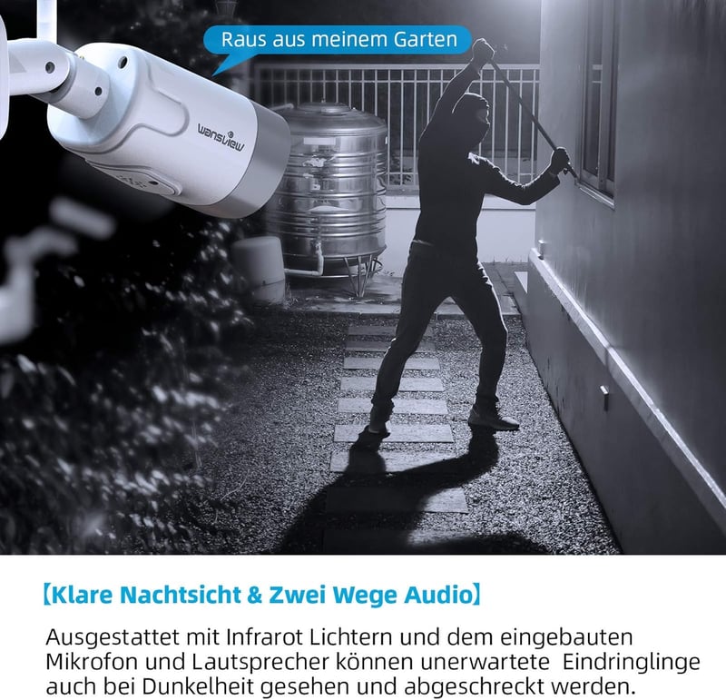 Wansview WiFi Kültéri Biztonsági Kamera 1080P - Mozgásérzékelés, Kétutas Hang, SD Kártyahely