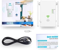 Aenxwa WiFi Jelerősítő 1200 Mbit/s Dual Band 2.4GHz + 5GHz - 4 Antennás Vezeték Nélküli Hálózati Repeater Router Üzemmóddal és LAN Porttal 7