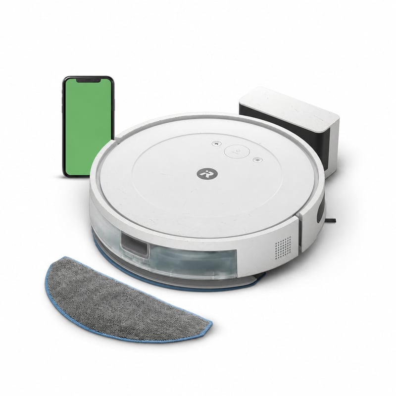 Robotický vysávač a mop iRobot Roomba Combo Essential Y0112, 4 — Viditeľné známky opotrebovania a škrabance z používania (stav: pozri 2. obrázok)