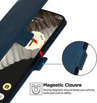 Google Pixel 7 Pro mágneses flip bőrtok kártyatartóval - Kék 3
