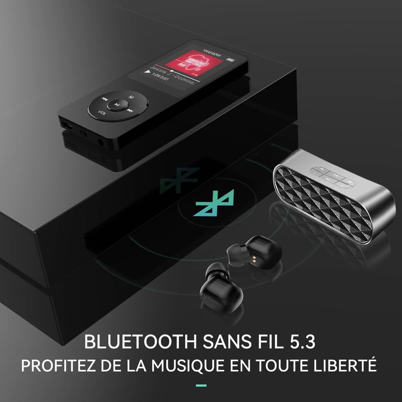 AGPTEK MP3 Lejátszó 32GB Bluetooth 5.3 Veszteségmentes HiFi Hangzással, 70 Órás Akkumulátor, Beépített Hangszóró, FM Rádió és Hangrögzítés