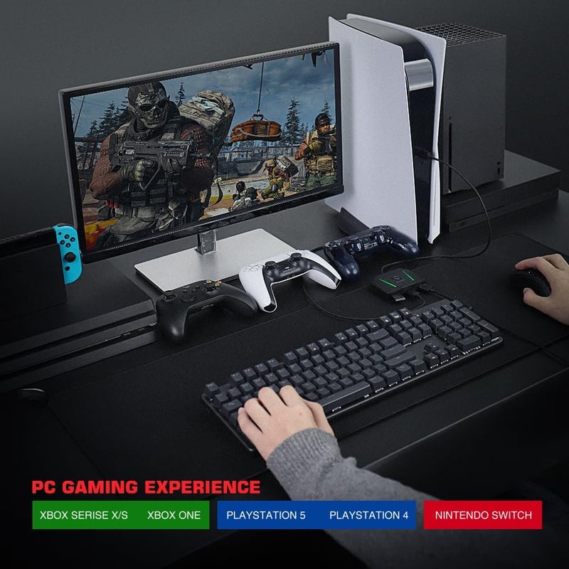 leadjoy VX2 AimBox Adapter - Egér és Billentyűzet Átalakító Nintendo Switch/PS4/PS5/Xbox Konzolokhoz - 3.5mm Audio Csatlakozóval FPS Játékok