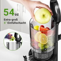 AOBOSI Slow Juicer 126 mm Extra Széles Adagolónyílással - Egész Gyümölcsök Préselésére, Erőteljes Motorral, Hármas Szűrőrendszerrel, Fekete 3