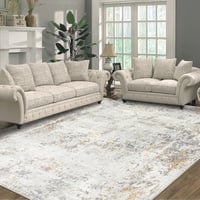 Capslpad Absztrakt Bézs Szőnyeg 160x230 cm - Csúszásmentes Rövid Szálú Műgyapjú Szőnyeg Nappali, Hálószoba, Iroda Dekorációhoz - Mosható Min 1