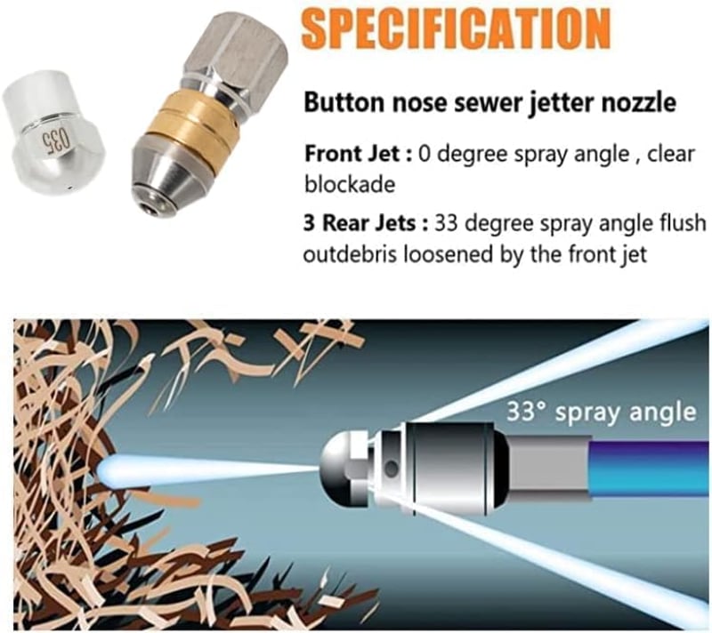 Kärcher K2-K7 kompatibilis 20m csőtisztító tömlő, 180 bar, 60°C, adapterrel és fúvókákkal