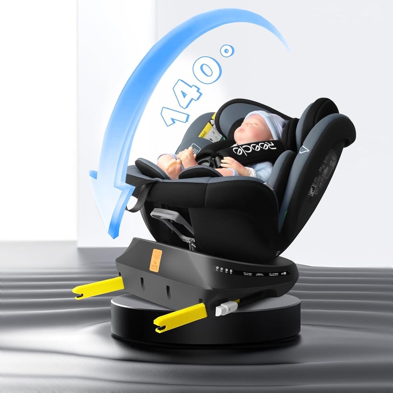 Reecle 360° Forgatható i-Size Gyerekülés ISOFIX Rögzítéssel 40-150 cm (0-36 kg), Születéstől 12 Éves Korig, ECE R129 Tanúsítvánnyal