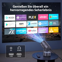 AUBOR MENTECH 4K Mini Projektor Beépített Akkumulátorral - WiFi 6, Bluetooth 5.2, Android OS, 150" Kijelző, Automatikus Keystone Korrekció,  14