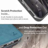 iPhone 12 Mini türkizkék bőr tok pénztárcával, kártyatartóval és állvánnyal 4