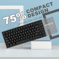 YINDIAO Ajazz AK820 Mechanikus Gamer Billentyűzet, 75% ANSI Elrendezés, Cserélhető Piros Kapcsolók, Forgógomb, USB-C, PC/Mac Kompatibilis, F 7