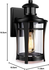 Lamomo Kültéri Fali Lámpa Mozgásérzékelővel - 3 Világítási Mód, Vízálló LED Lámpatest, 100 Lumen, E27 Foglalat, Klasszikus Dizájn, Alumínium 7