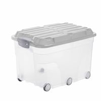 Rotho Roller 6 kutija za pohranu s poklopcem 57 L, 1 kom, prozirno siva, plastična kutija s kotačićima (1 kotačić oštećen) 2