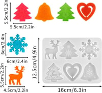 Jodsen 6 Mintás Karácsonyi Szilikon Öntőforma - Hópehely, Fenyő, Szarvas, Harang 2
