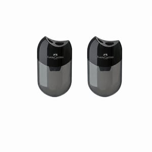 Ascuțitoare dublă cu două orificii Faber-Castell, negru, 2 buc - Din set original, set ascuțitoare cu recipient