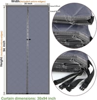 Risareyi Mágneses Hőszigetelő Ajtófüggöny 76x238 cm, Szürke - Meleg és Hideg Elleni Védelem 4